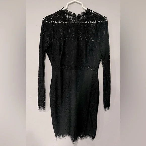 Lulus | Dresses | Black Lace Mini Dress | Poshmark